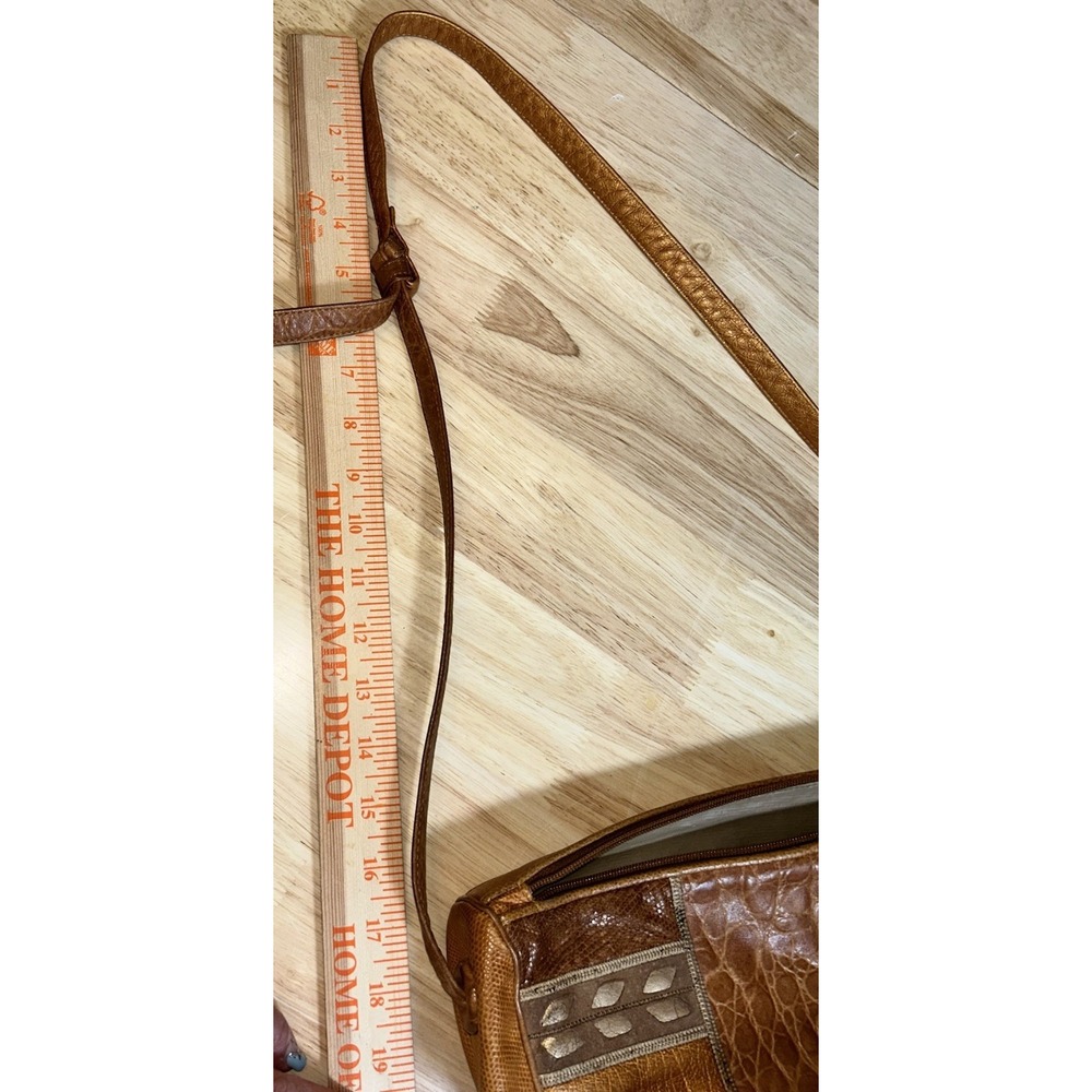 VTG SHARIF leather Snake/alligator/Geometric Texture crossbody Tan/browns 80's - Picture 15 of 15